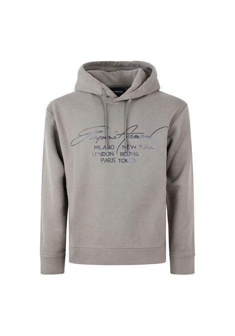 Felpa grigia con cappuccio per uomo EMPORIO ARMANI | Felpe | 6K1M92 1JQKZ0110